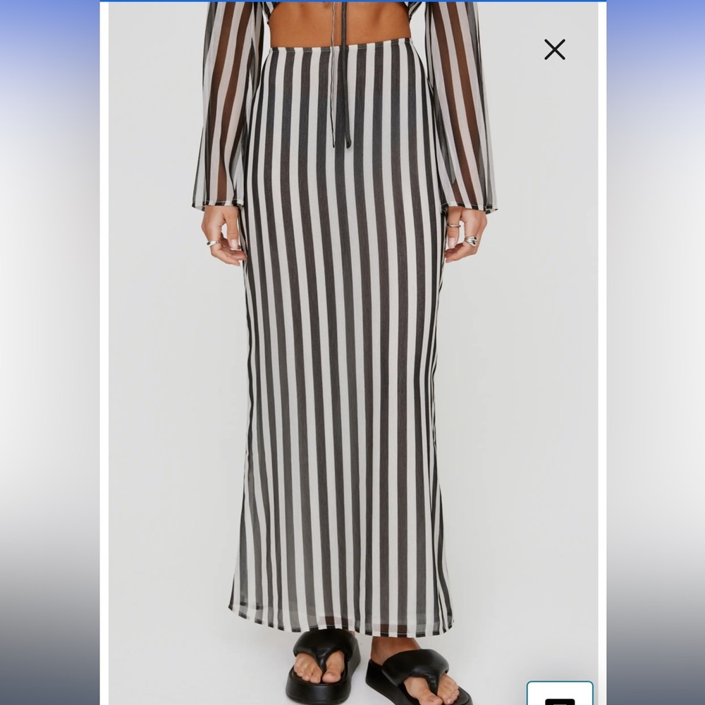 Nasty Gal Black and White Striped Maxi Skirt
